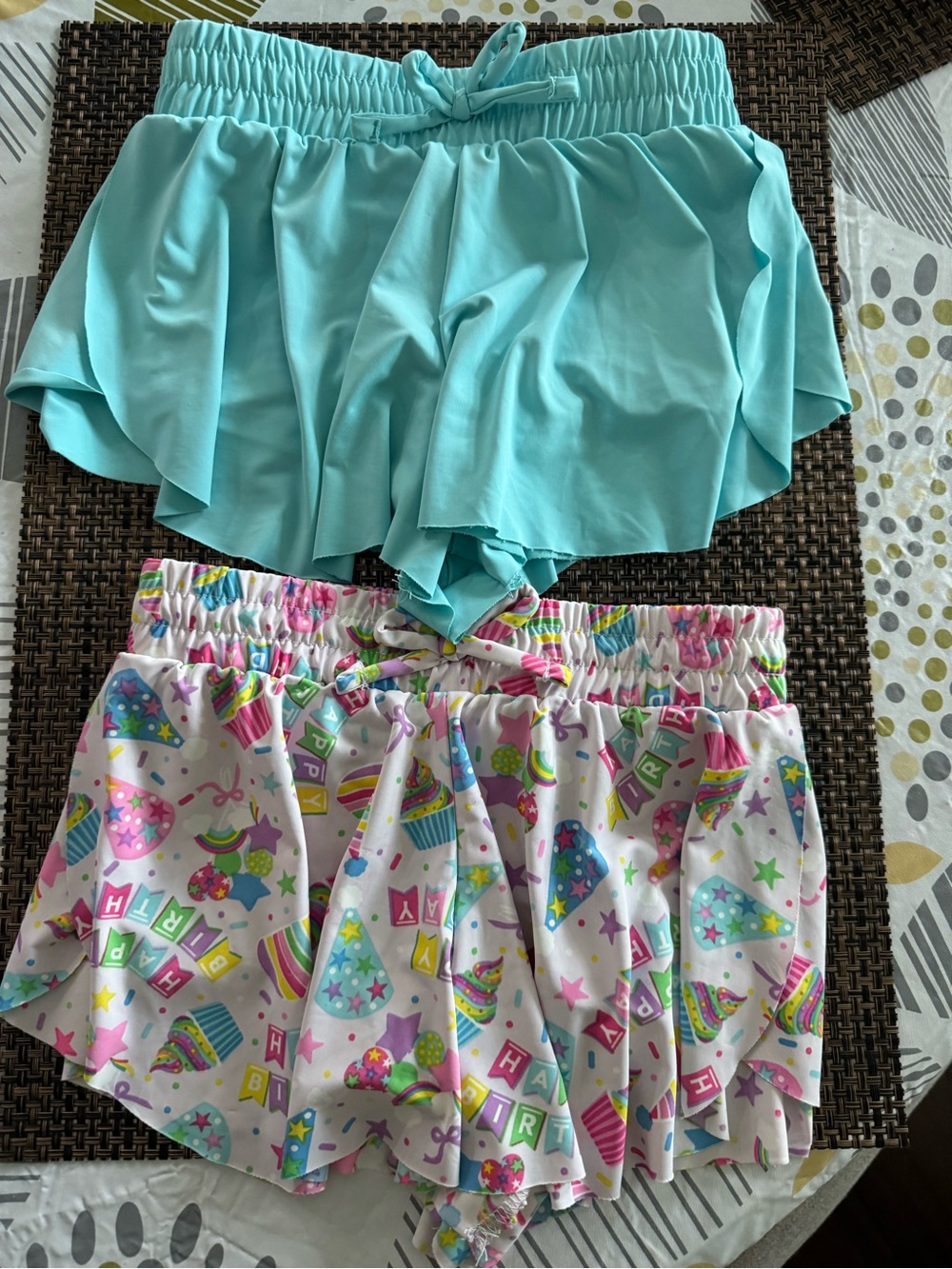 Kids Turquoise Ruffle Shorts & Birthday shorts